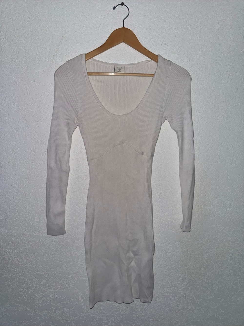 Abercrombie & Fitch White Ribbed Scoop Neck Mini Dress